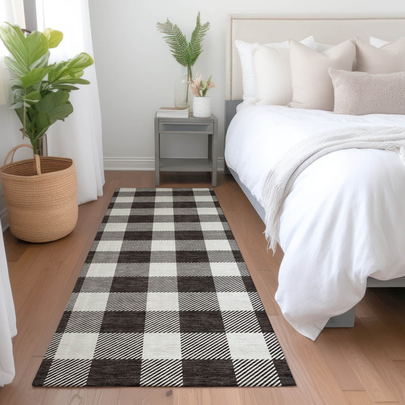 Tapis noir Prisco lavable à la machine de qualité supérieure, Tapis de couloir 2 pi 3 po x 7 pi 6 po