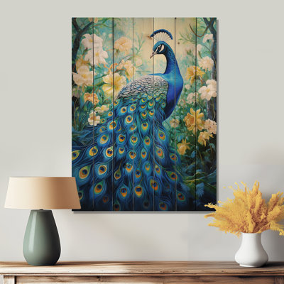 " Teal Peacock Symbolist " Mixed Media and Color Photography Print