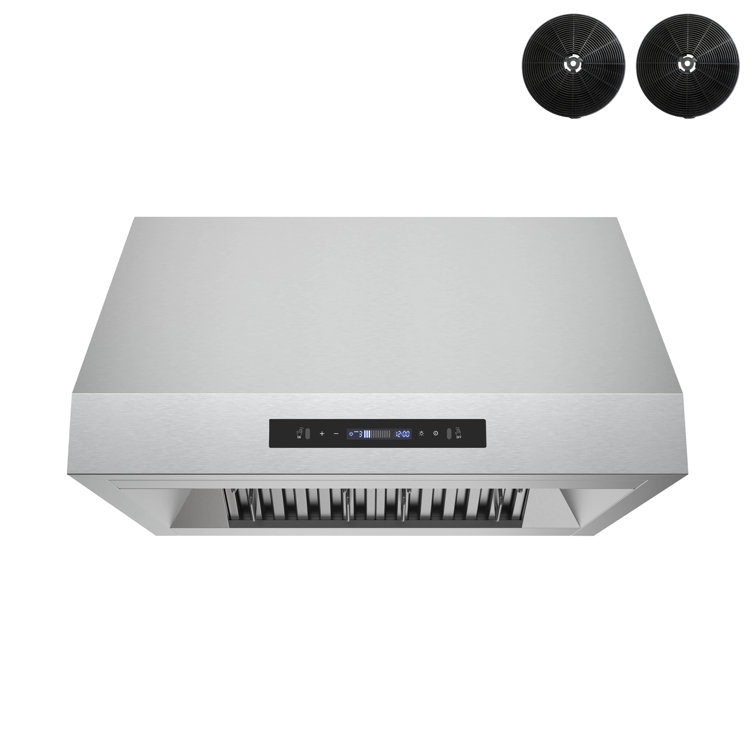 Streamline 30 In.T-2233-1-CL  Gizio Convertible Undermount 350 CFM Range Hood In Brushed Stainless Steel With Baffle Filters, Touchpad Control, LED Light