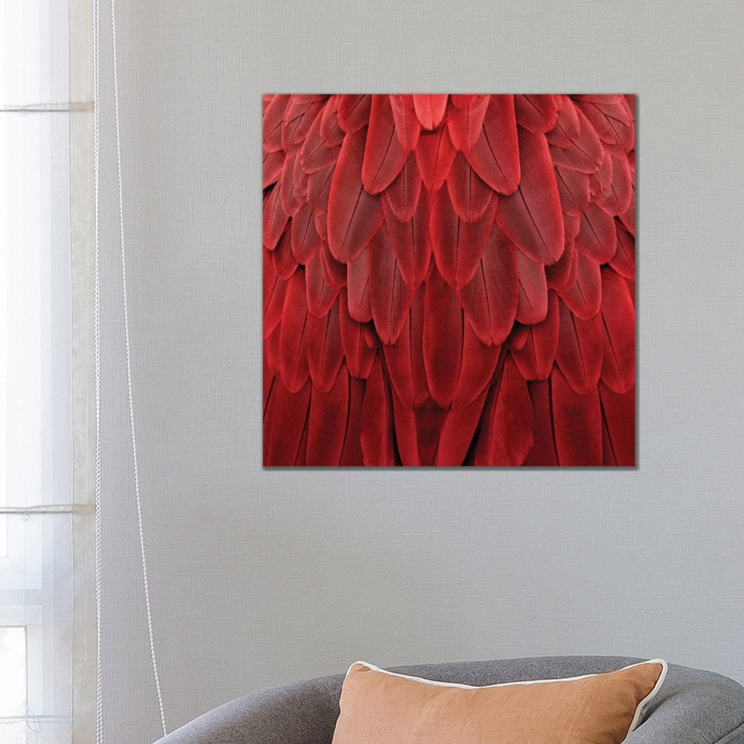 Gefiederter Freund in Rot von Julia Bosco - Giclée auf Leinwand ohne Rahmen Galerieverpackt