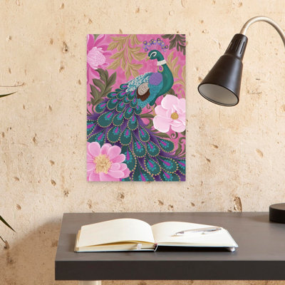 Pretty Peacock 1 Piece Wrapped Canvas Wall Art