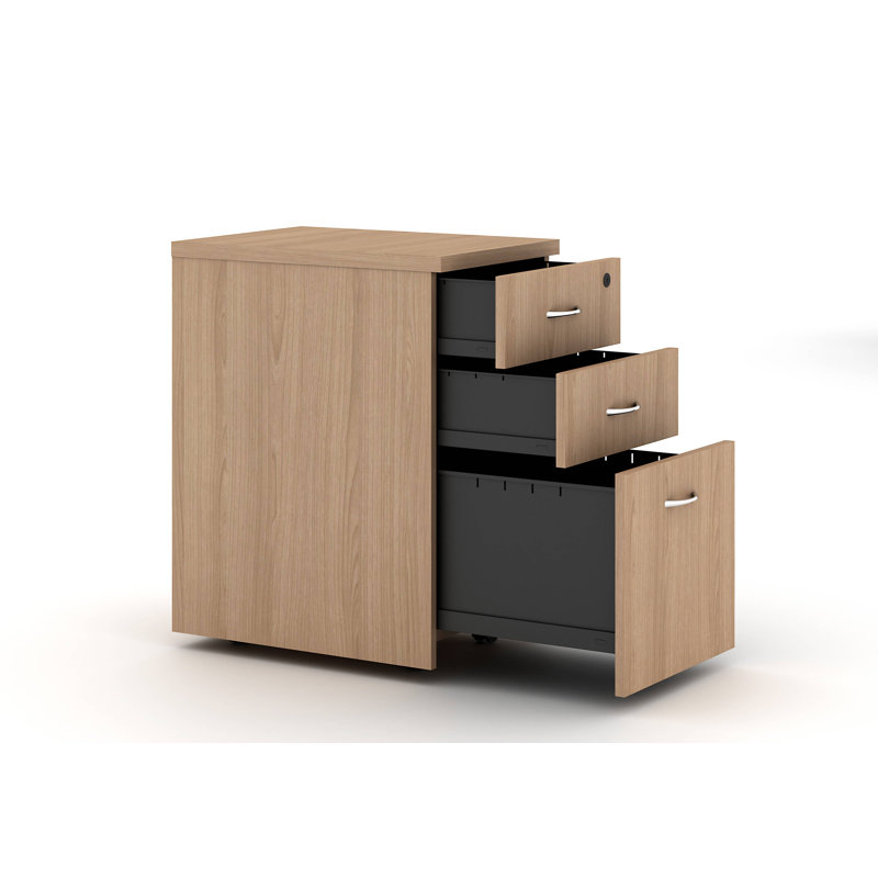 My-Hite Manufactured Wood Vertical Filing Cabinet with 3 Drawers, Secure Interlocks, Durable Casters, Walnut