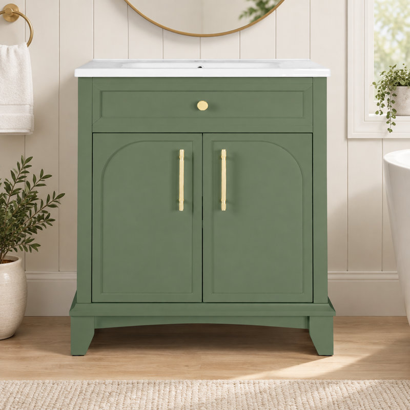 Single Bathroom Vanity with Top, Green