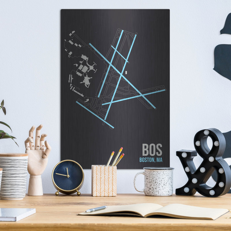 "BOS" par O8, à gauche, H 16 po x l 12 po