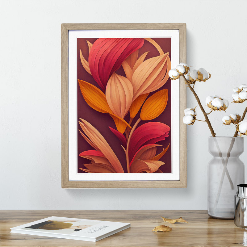 Flowers No.1 - Single Picture Frame Print, 64cm H x 46cm W x 2cm D, Oak Framed