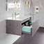 Aurora 36 po Meuble-lavabo mural simple en béton gris avec comptoir en quartz de Carrare et lavabo en porcelaine encastré-385698901