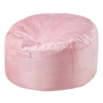 Fauteuil à billes, fauteuil à billes rond de 35,04 po avec housse amovible et lavable, mousse à mémoire de forme 25D remplie de velours hollandais doux et lisse, fauteuil à billes pour chambre ou salle de jeu, rose