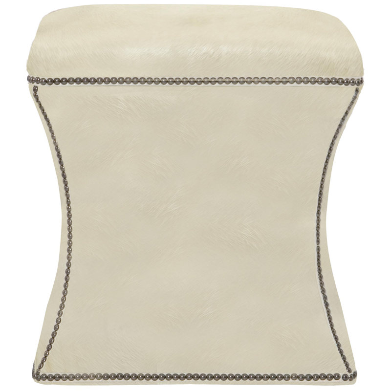 Roscoe 20" Cocktail Ottoman, Nickel, Light Grey Leather 202-010
