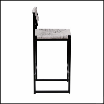 Ensemble de 2 tabourets de bar tressés à la main avec dossier, hauteur comptoir, tabourets de salle à manger en corde de papier tressée pour la cuisine, la maison et le bureau