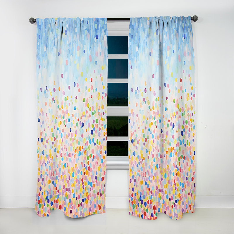 Rideau en velours moderne Dunnigan Rainbow Dot - obscurcissant - 1 panneau, L 52 po x L 120 po