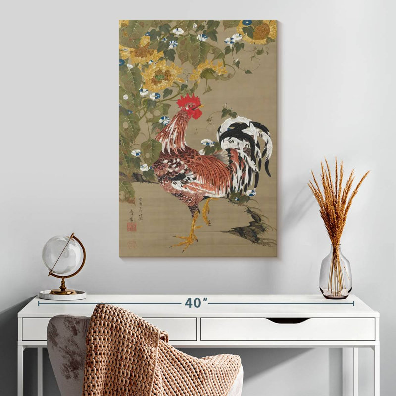Brampt Rooster And Sunflowers, 30" H x 20" W