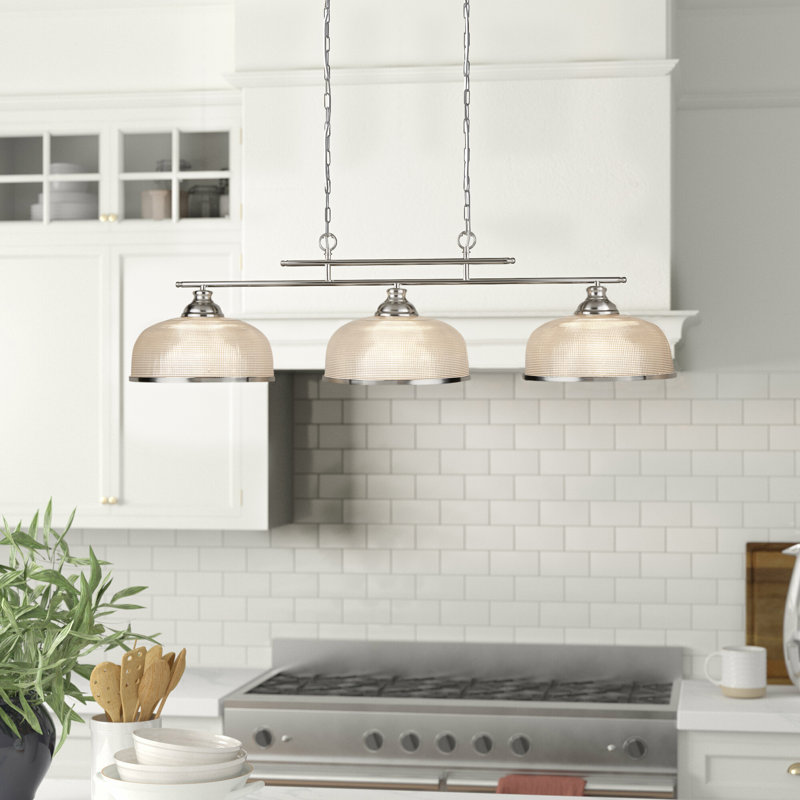 Asner 3-Light Kitchen Island Chandelier, Satin Silver