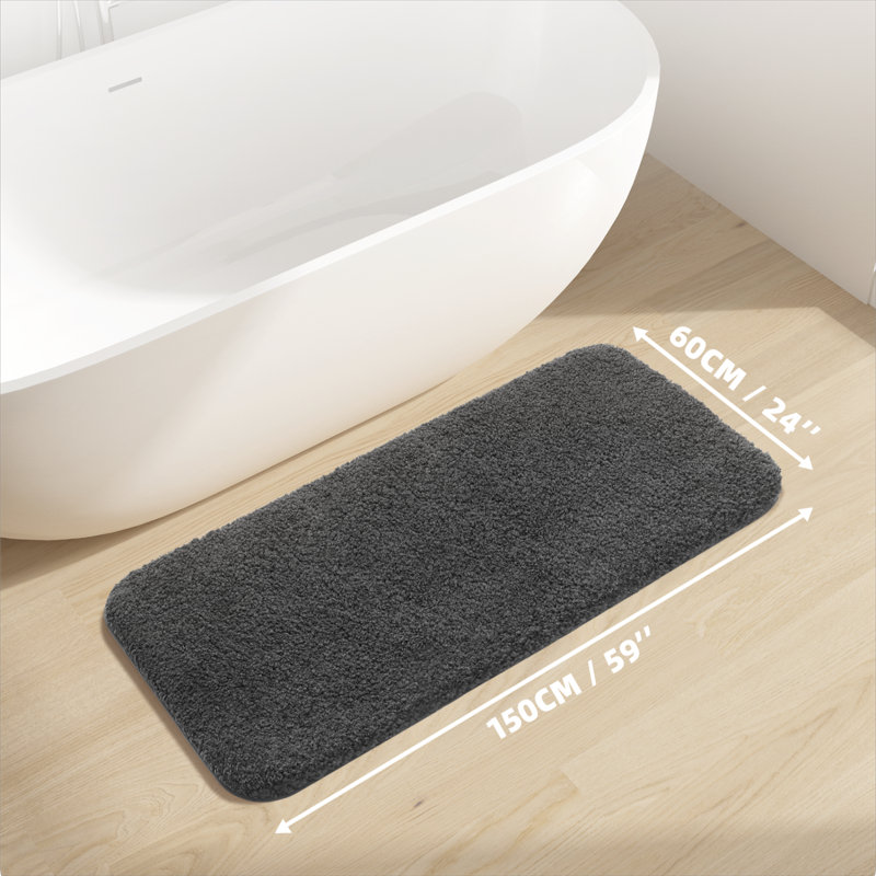 Gray Microfiber Non-Slip Bath Rug 24" x 36"