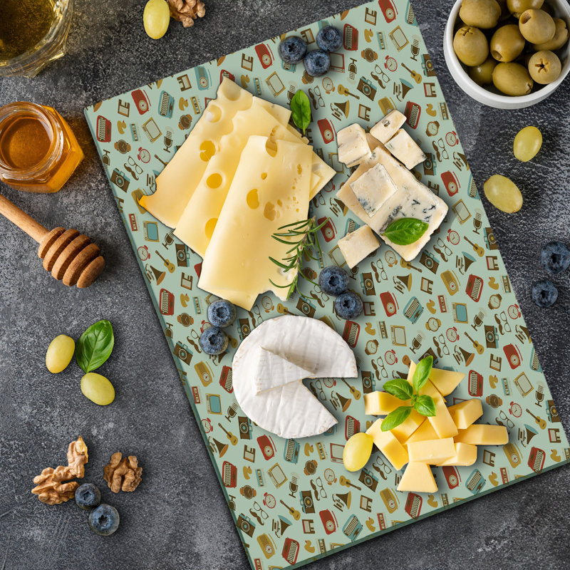 Ambesonne Vintage Cutting Board Large Nostalgic Retro Multicolor