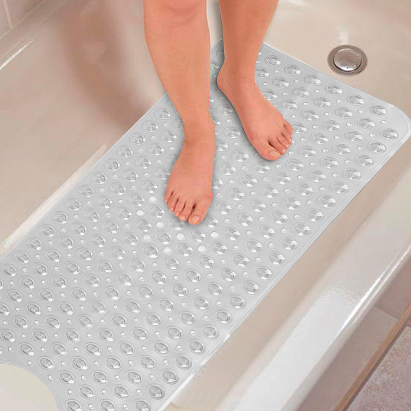 Amere Nonslip Rectangle Cup style Shower Bathtub Mat, Crystal White, 38cm W x 70cm L