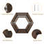 Ensemble de 8 tablettes murales hexagonales, tablettes flottantes nid d'abeille brunes, décoration murale rustique