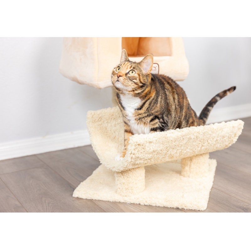 Beige Sisal and Faux Fleece Cat Condo Tree