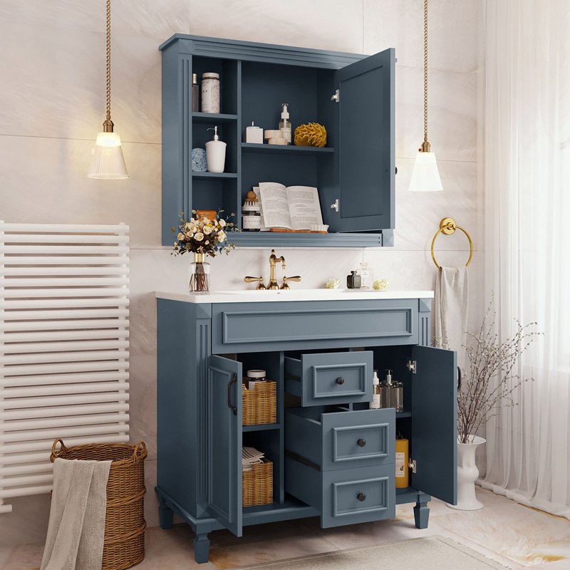 Rangement pour salle de bain Tameisha, Bleu