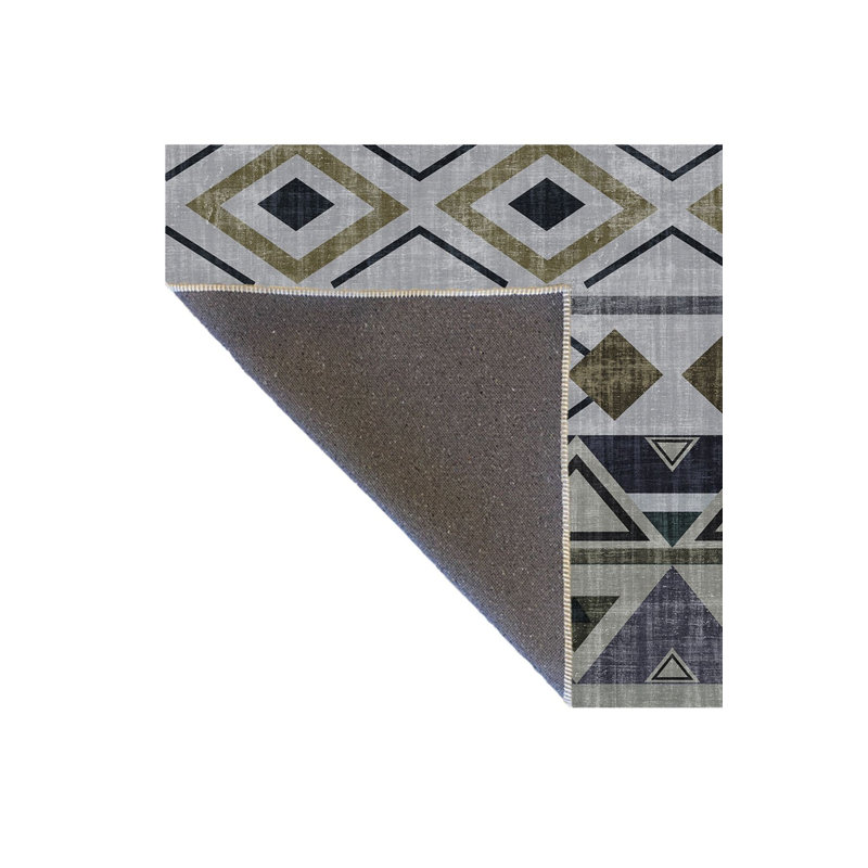 Tapis décoratif gris lavable à la machine, Sous-tapis rectangulaire de 3 pi 3 po x 4 pi 11 po
