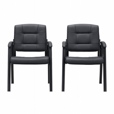 Chaises de salle d'attente de bureau en simili cuir, ensemble de 2 - Chaises de réception et d'invité de bureau modernes avec accoudoirs pour siège visiteur