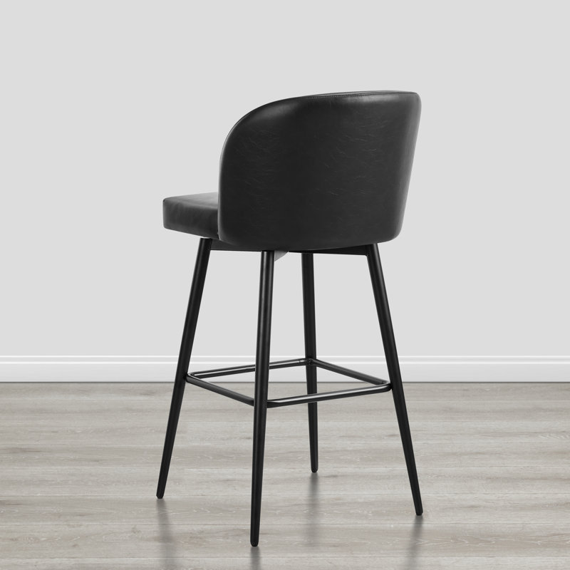 Tabouret de bar et de bar Benedit, Tabouret de bar (siège d'une hauteur de 30 po), Similicuir grainé noir