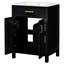 Meuble-lavabo 24 po avec lavabo en céramique - Armoire moderne avec poignées dorées en bois massif et rangement compact pour la salle de bain et la construction. Portes à fermeture en douceur, tablette réglable. L 24,2 po x P 18,5 po-1806769517