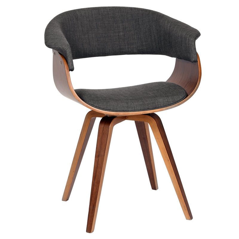 Krystyna Mid-Century Upholstered Dining Chair, Charcoal, Walnut