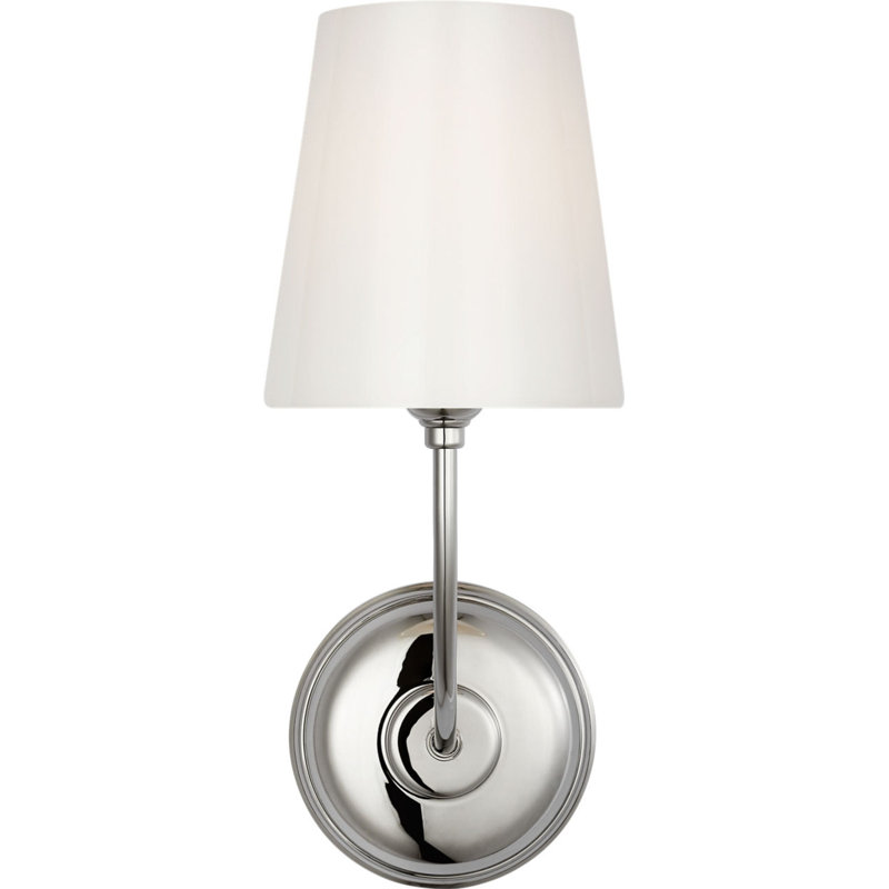 Vendome Single Sconce with White Glass, Polished Nickel