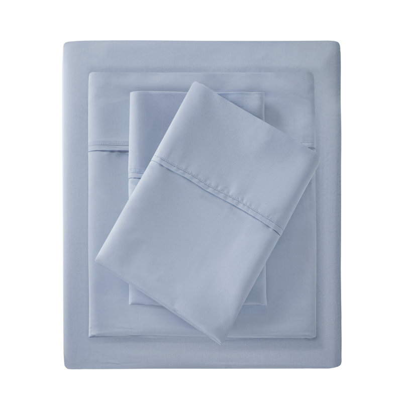 Ensemble de draps 4 pièces californien 1500 fils, Ensemble de draps pour très grand lit californien, Bleu