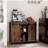HOMCOM Industrial Style Sideboard Bar Cabinet, Kitchen Cabinet, with Sliding Barn Doors, Storage Cabinet and Adjustable Shelves, Suitable for Living Room, Home Bar, Retro Brown