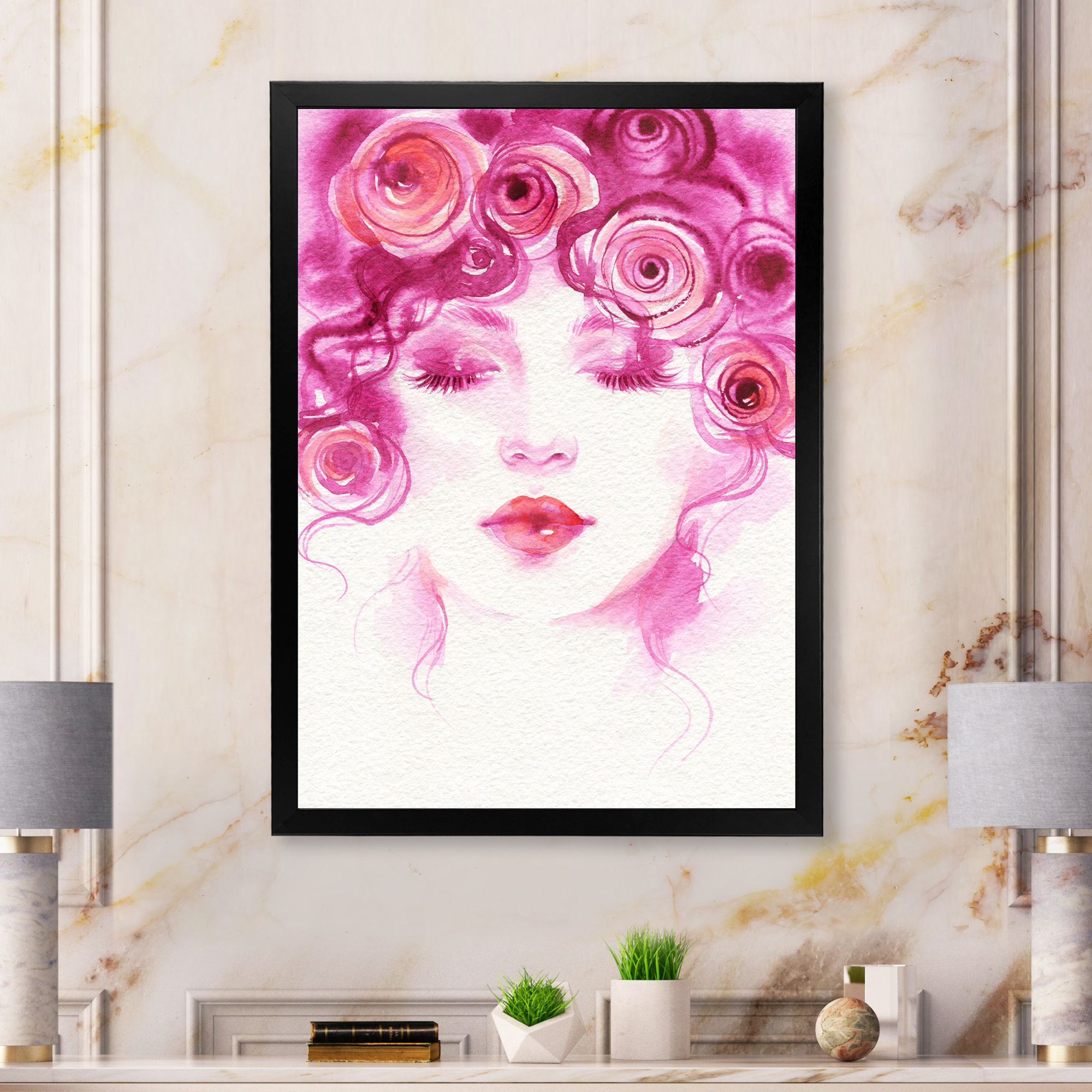 Designart 'Perfume Chanel Five with Butterflies' Modern Framed Canvas Wall Art Print