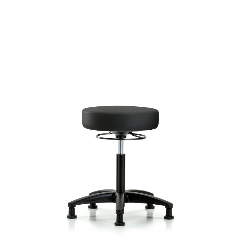 Tabouret de laboratoire à hauteur réglable Phoebe, Noir, Patins