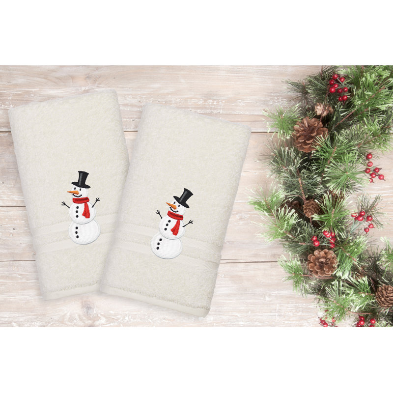 Débarbouillette en coton Snowman, Crème