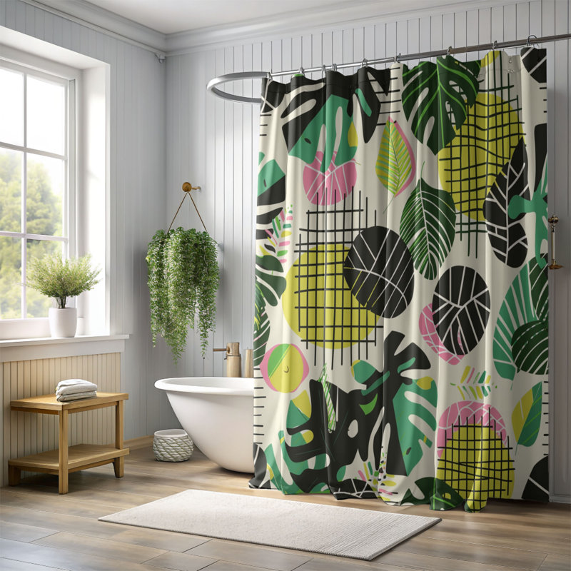 Leaf Bird - Rideau de douche Premium, H 74 po x l 71 po
