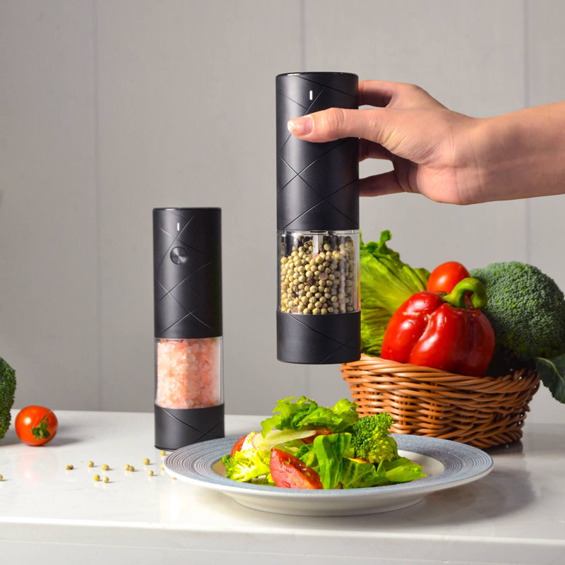 Ensemble de moulin électrique à poivre et à sel, rechargeable USB, grosseur réglable, lumière DEL, rechargeable, grande capacité