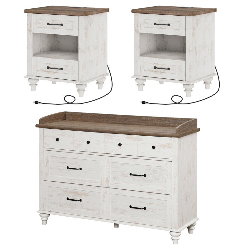 Ensemble de chambre à coucher Scarlett, Antique White