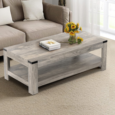 Damika Rectangular Coffee Table with 2-Tier Storage
