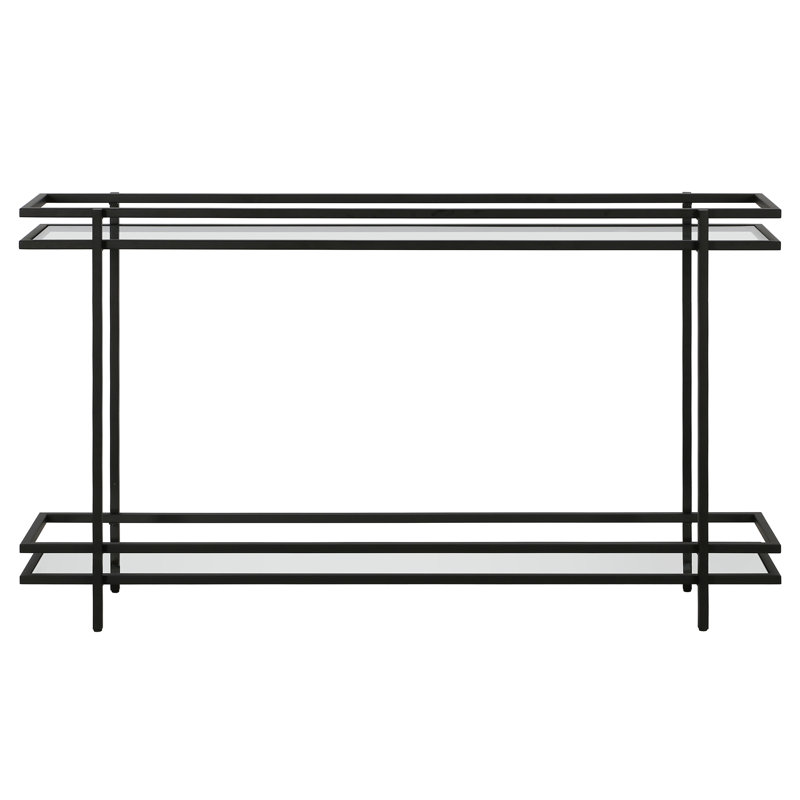 132.1cm Glass Top Console Table, Black