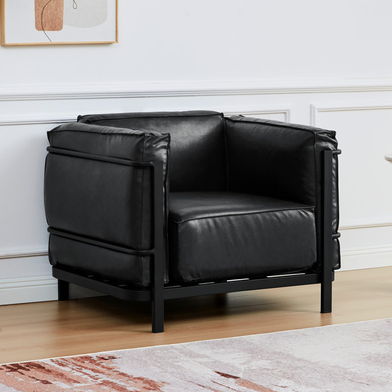Faux Leather Armchair, Black