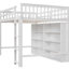 Lit mezzanine avec 8 tablettes ouvertes, blanc-1619440241