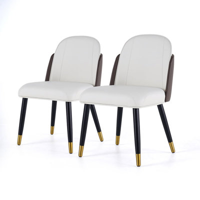 Ensemble de 2 chaises de salle à manger modernes avec revêtement en similicuir blanc chaud