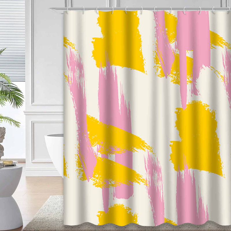 Rideau de douche imperméable Hipster Brushstroke avec 12 crochets Modern Art, L 72 po x l 84 po