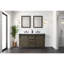 Meuble-lavabo double brun rustique 60 po X P 22 po D, avec comptoir en quartz blanc-1799817358