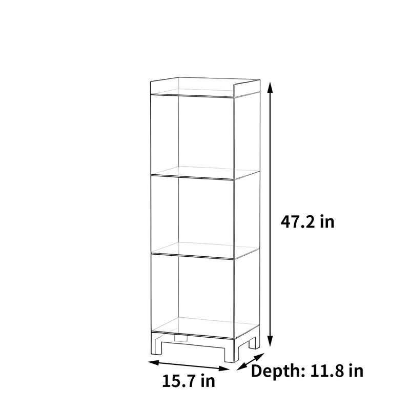 Bibliothèque simple, tendance et belle, (4 tablettes) H 47,2 po x l 15,7 po x P 11,8 po, Brun