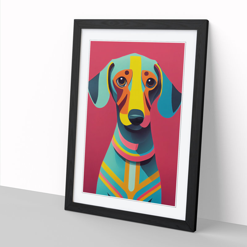 Liew Dachshund Kitsch - Picture Frame Print, Black, 64cm H x 46cm W x 2cm D