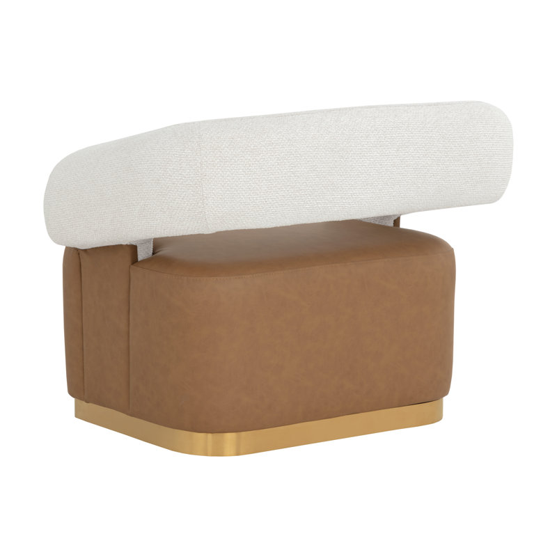 Swivel Lounge Chair, Brown Faux Leather;Cotton;Rayon