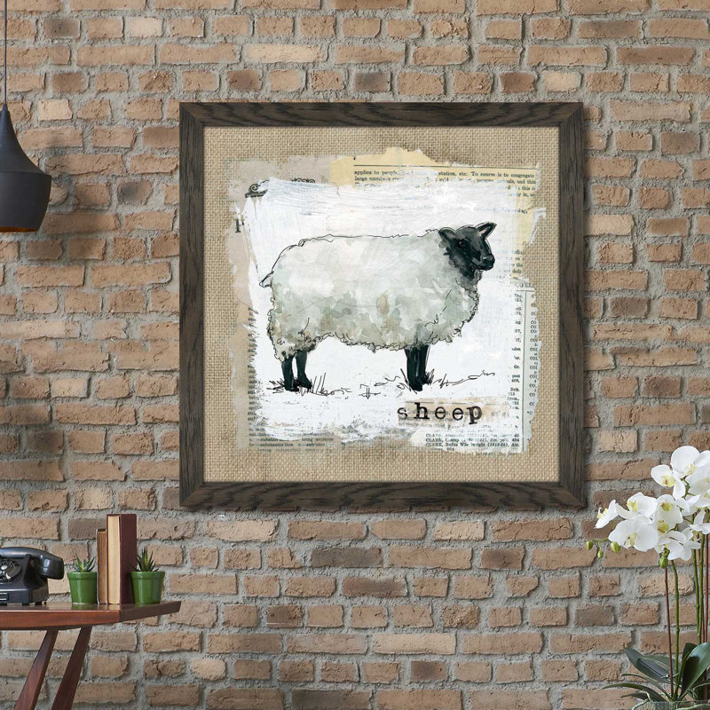 " Burlap Sheep " by Carol Robinson, 27.5" H x 27.5" W x 0.75" D