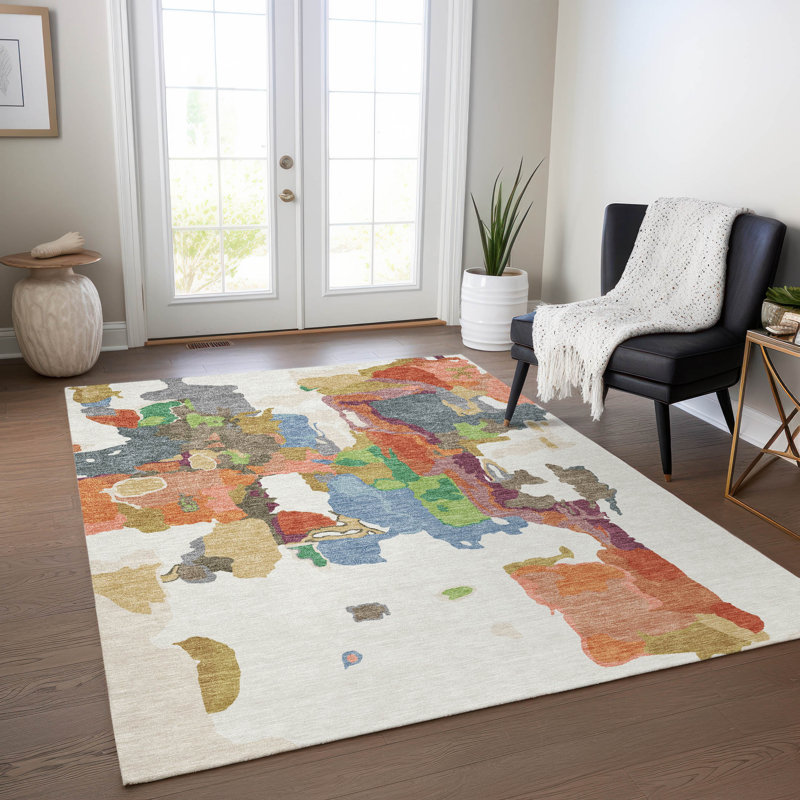 Tapis ivoire lavable intérieur / extérieur Myza , 10 pi x 14 pi