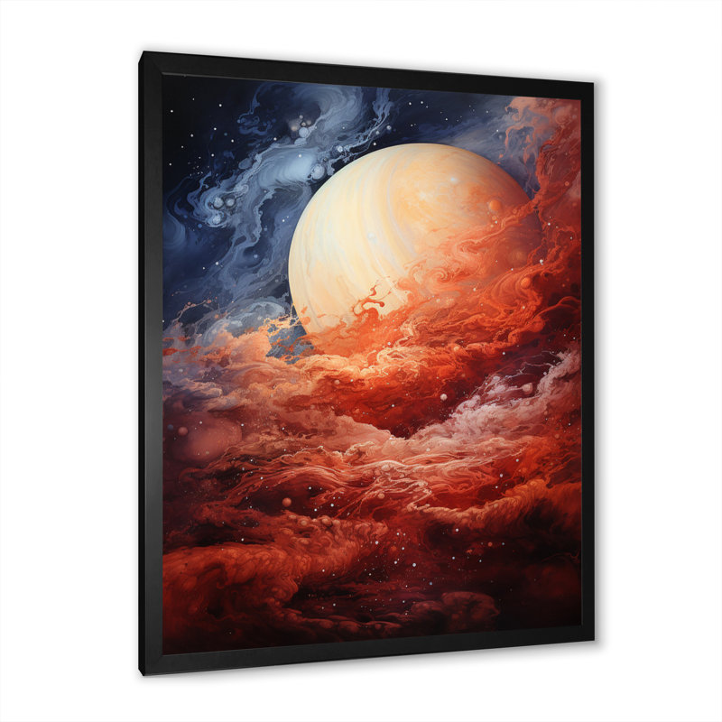 Planète Jupiter orageux II - impressions sur toile de Jupiter, H 20 po x l 12 po x P 1 po, Cadre photo noir