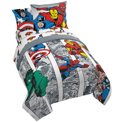 Avengers Gray Microfiber Reversible 5 Piece Comforter Set